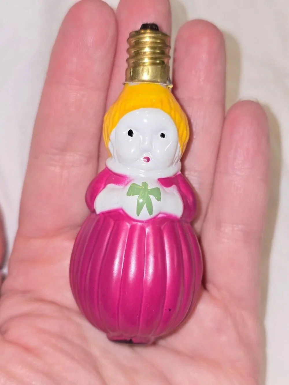 Set of 7 Vintage Milk Glass Christmas Light Bulbs - Santa, Snowman Untested